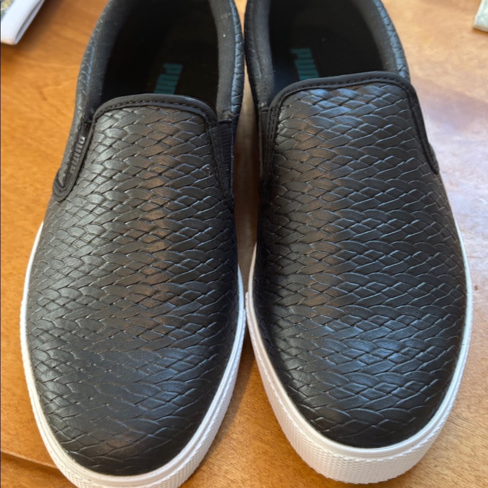 Puma Black Textured Slip-Ons